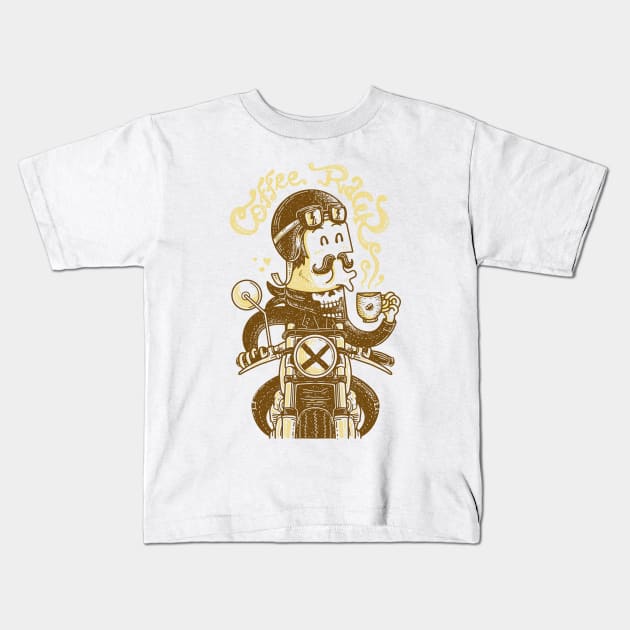 Coffee Racer Kids T-Shirt by quilimo